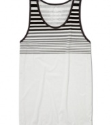 Enjoy the skyline. Take your look down to the sand this summer with this cool quarter striped tank from American Rag.