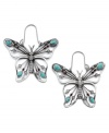 Bring the precious power of butterflies to your every day with these lovely Lucky Brand earrings. In silvertone mixed metal with semi-precious stone accents. Approximate drop: 1.75 inches.