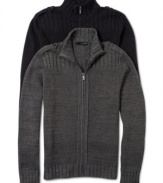 Layer up and top it off with this classic full zip sweater by Calvin Klein Jeans.