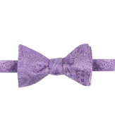 Paisley puts a playful touch on an old classic with this sharp Sean John silk bow tie.