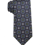 Score gold-star style with this medallion-print skinny tie from Ben Sherman.