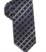 A modern print gives this silk tie by Alfani a sleek style.