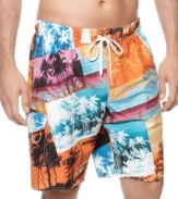 With a bright tropical pattern these swim trunks from Newport Blue get you ready to hit the sand.