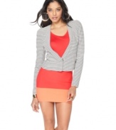 Graphic stripes make this BCBGMAXAZRIA cropped blazer a must-have for adding edge to any outfit!