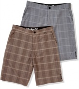 Get ready for the sand and surf in these plaid board shorts from Hurley.