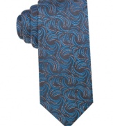 Break away from boring boardroom looks with this stylish printed silk tie by Alfani.