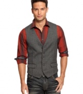 Paired with dress pants or jeans, this INC International Concepts herringbone vest will add a classy touch to your outfit.