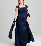 Tadashi Shoji Plus Gown - Taffetta with Stole