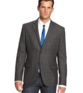 With a cool plaid, this Tallia Orange blazer is the perfect pick for the modern man.