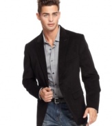 Among the many advantages of this sports jacket from American Rag: Its sporty two-button silhouette, its soft corduroy construction, and the casual cool it adds to any outfit from blue jeans to work clothes.