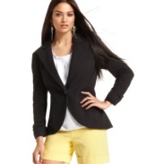 Soft knit fabric transforms INC's blazer from all-business to casual essential! Perfect for pairing with dresses, too!