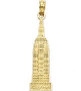 One of New York City's most iconic buildings now shimmers upon your neck or wrist! This Empire State Building charm is intricately crafted of 14k gold. Chain not included. Approximate drop length: 1-1/4 inches. Approximate drop width: 3/10 inch.