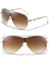 Gucci White Chain Link Shield Sunglasses