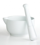 A smashing hit! Bring freshly ground flavor into your kitchen with the homegrown brilliance of this porcelain pestle & mortar. Designed to release the most flavor from herbs, spices, garlic and more, this durable set takes your cooking to a new tier.