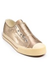 Play it cool in metallic laceless sneakers from Lauren by Ralph Lauren.