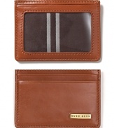 Pocket-size style from BOSS Black, the Bellness card holder has a windowed ID slot and 3 card slots.