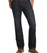 A dark wash and whiskered detailing make these straight jeans from Lucky Brand Jeans a wear-anywhere pair.