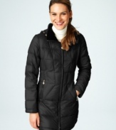 Calvin Klein's quilted puffer keeps you warm without the weight! The coat features a lightweight down fill and is easily packable in its matching sack.