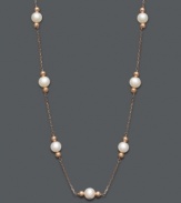 Make a solitary statement, or layer this sophisticated strand with other necklaces for a more modern look. Either way, this cultured freshwater pearl (6 mm) tin cup necklace is nothing short of extraordinary. Crafted in 14k rose gold. Approximate length: 18 inches.