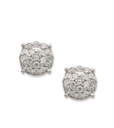 Petite studs that pack a sparkling punch. Chic circular clusters of single-cut diamonds (1/4 ct. t.w.) stand out against a 14k white gold post setting. Approximate diameter: 1/2 inch.