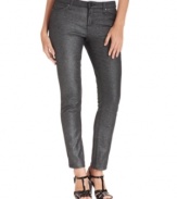 Add a little edge to your wardrobe with Ellen Tracy's metallic jeans. Pair them with a sequin top to amp up the shine!