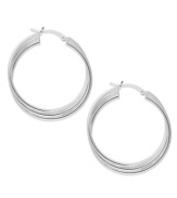 Make 'em do a triple take! These chic hoop earrings by Giani Bernini feature a triple ring design in sterling silver. Approximate diameter: 30 mm.