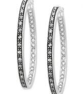 Inner, and outer, beauty. Genevieve & Grace's hoop earrings, set in sterling silver, dazzle with marcasite and crystal on the interior and exterior for a stunning look. Approximate diameter: 1-1/2 inches.