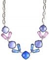 Pretty pastels. A lovely shade of lilac is complemented by soft pink and blue hues on this fashionable frontal necklace from AK Anne Klein. Set in silver tone mixed metal with faceted glass accents, it's a perfect style for spring. Approximate length: 17 inches + 2-inch extender.