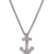 A look to stop you in your tracks. B. Brilliant's anchor pendant dazzles with round-cut cubic zirconias (1/5 ct. t.w.) providing a lustrous touch. Crafted from sterling silver. Approximate length: 18 inches + 3-inch extender. Approximate drop: 1/2 inch.