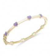 A look they're sure to love. Lily Nily's children's bracelet is set in 18k gold over sterling silver and features purple enamel hearts along the outside for a stylish touch. Item comes packaged in a signature Lily Nily Gift Box. Approximate inside circumference: 5-3/4 inches. Approximate diameter: 2 inches.