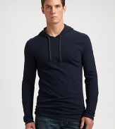 Fashion and functionality are intertwined in this double layered henley, finely crafted in soft, superior cotton for a timeless look.Attached drawstring hoodbullet text here CottonMachine washImported