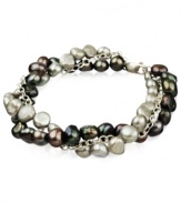 Go for a subtle hint of color. This beautiful bracelet features grey-colored cultured freshwater pearls (6-7 mm) set in sterling silver. Approximate length: 7-1/2 inches.