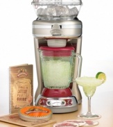 Cool down as you dip your feet into the warm crystal waters of Margaritaville. This pro-style beauty - in a brushed nickel-plated and die-cast housing - makes all your favorite frozen drinks, shaving ice and automatically mixing it with other ingredients for the perfect tropical cocktail. One-year warranty. Model DM2000.