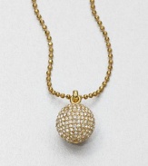 Add a touch of sparkle with this stone encrusted ball pendant on a ball chain. GlassGoldtoneLength, about 16Toggle closureImported 