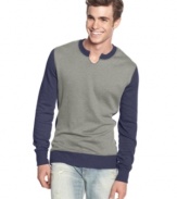 Add a modern edge to your layered look with this split neck sweater from Alternative Apparel.