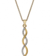 Eternally stylish. Victoria Townsend's sparkling infinity-shaped pendant is a must for your collection. Crafted in 18k gold over sterling silver with sparkling diamond accents. Approximate length: 18 inches. Approximate drop length: 1 inch. Approximate drop width: 1/4 inch.