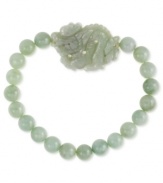 Earn a roar of approval with this dragon stretch bracelet. Jade beads (8 mm) bring a stylish touch to this accessory with a dragon-styled center. Approximate length: 7-1/2 inches. Approximate dragon size: 25 x 33 mm.