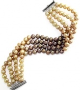 Contemporary and chic. EFFY Collection takes a traditional pearl bracelet and gives it a modern spin with multiple strands of white and multicolored, dyed cultured freshwater pearls (11-12 mm). Set in sterling silver. Approximate length: 8 inches.