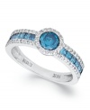 You'll really dig these blues. This sparkling ring from Bella Bleu By EFFY Collection highlights round-cut blue diamonds (1/2 ct. t.w.) and white diamonds (1/2 ct. t.w.) in 14k white gold. Approximate diameter (center): 1/8 inch.