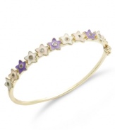 They'll look like a star. Lily Nily's children's bracelet is set in 18k gold over sterling silver with enamel accents in purple and white for a vibrant touch. Item comes packaged in a signature Lily Nily Gift Box. Approximate inside circumference: 5-3/4 inches. Approximate diameter: 2 inches.