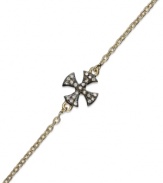 Crossover appeal. This necklace, set in 14k gold over sterling silver and oxidized sterling silver, shines with cubic zirconia accents. Approximate length: 7-1/2 inches. Approximate charm size: 1/2 inch.