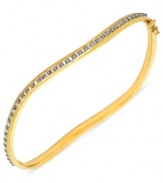 Make some waves! This bangle bracelet evokes glamour with glistening diamond accents. Crafted from 14k gold. Approximate diameter: 2-3/8 inches.