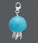 Express your appreciation for creatures of the sea. This vivid jellyfish charm features a blue enamel body with silver accents. Charm crafted in sterling silver with lobster claw clasp. Approximate drop: 3/4 inch.