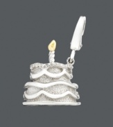 Have your cake and wear it too! The perfect birthday gift, this adorable cake charm already has a candle on top.  Crafted in 14k gold and sterling silver with round-cut diamond accents. Lobster claw clasp. Approximate drop: 1-1/4 inches.