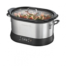 The most powerful premium slow cooker on the market, this machine quickly heats food to USDA-recommended temperatures, while the advanced temperature management system ensures that food stays moist and tender. Five programmable settings allow for flexible cooking and serving. Plus, the slow cooker's 7-quart ceramic pot has a unique rounded rectangular design that offers more space for cooking roasts and poultry.