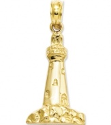 To the lighthouse. This 14k gold charm is a beautiful keepsake that offers its wearer a caring and steadfast guide. Chain not included. Approximate drop length: 9/10 inch. Approximate drop width: 3/7 inch.