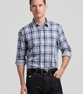 BOSS Black Ronny Blue Check Sport Shirt - Slim Fit