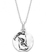 Imaginative, sensitive, kind & compassionate. Unwritten's chic Zodiac pendant features the signature Pisces design with these unique qualities listed on the reverse side. Set in sterling silver. Approximate length: 18 inches. Approximate drop: 3/4 inch.