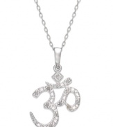 Refined relaxation. This sterling silver necklace is centered by an om pendant replete with diamonds (1/10 ct. t.w.). Approximate length: 18 inches. Approximate drop: 1 inch.