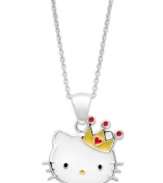 Give yourself the royal treatment. The sterling silver Princess Kitty pendant from Hello Kitty offers a whimsical touch for any occasion. Approximate length: 18 inches. Approximate drop: 3/4 inch.